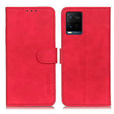 Leather Case Stands Flip Cover Holder K03Z for Vivo Y21 Red