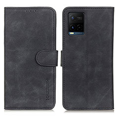 Leather Case Stands Flip Cover Holder K03Z for Vivo Y21s Black