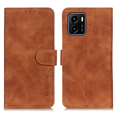 Leather Case Stands Flip Cover Holder K03Z for Vivo Y32t Brown