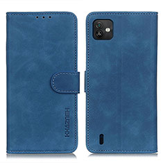 Leather Case Stands Flip Cover Holder K03Z for Wiko Y82 Blue