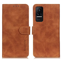 Leather Case Stands Flip Cover Holder K03Z for Xiaomi Civi 1S 5G Brown