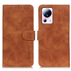 Leather Case Stands Flip Cover Holder K03Z for Xiaomi Civi 2 5G Brown