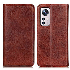 Leather Case Stands Flip Cover Holder K03Z for Xiaomi Mi 12S Pro 5G Brown