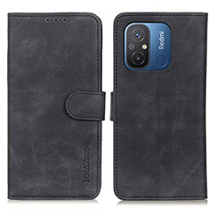 Leather Case Stands Flip Cover Holder K03Z for Xiaomi Poco C55 Black