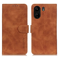 Leather Case Stands Flip Cover Holder K03Z for Xiaomi Poco C65 Brown