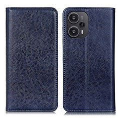 Leather Case Stands Flip Cover Holder K03Z for Xiaomi Poco F5 5G Blue