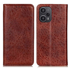 Leather Case Stands Flip Cover Holder K03Z for Xiaomi Poco F5 5G Brown