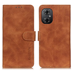 Leather Case Stands Flip Cover Holder K03Z for Xiaomi Poco M4 5G Brown