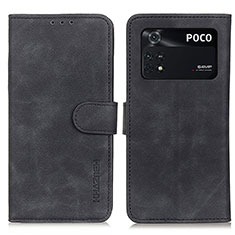 Leather Case Stands Flip Cover Holder K03Z for Xiaomi Poco M4 Pro 4G Black