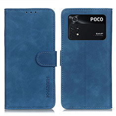 Leather Case Stands Flip Cover Holder K03Z for Xiaomi Poco M4 Pro 4G Blue