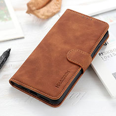 Leather Case Stands Flip Cover Holder K03Z for Xiaomi Redmi 10 4G Brown