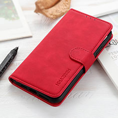 Leather Case Stands Flip Cover Holder K03Z for Xiaomi Redmi Note 10 5G Red