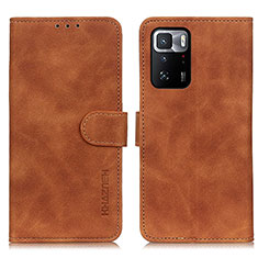 Leather Case Stands Flip Cover Holder K03Z for Xiaomi Redmi Note 10 Pro 5G Brown