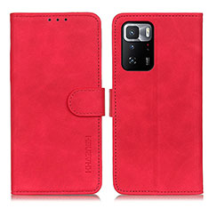 Leather Case Stands Flip Cover Holder K03Z for Xiaomi Redmi Note 10 Pro 5G Red