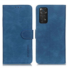 Leather Case Stands Flip Cover Holder K03Z for Xiaomi Redmi Note 11 4G (2022) Blue