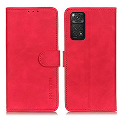 Leather Case Stands Flip Cover Holder K03Z for Xiaomi Redmi Note 11S 4G Red