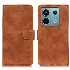 Leather Case Stands Flip Cover Holder K03Z for Xiaomi Redmi Note 13 Pro 5G Brown