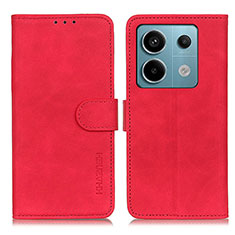 Leather Case Stands Flip Cover Holder K03Z for Xiaomi Redmi Note 13 Pro 5G Red