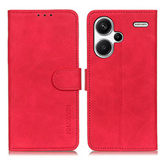 Leather Case Stands Flip Cover Holder K03Z for Xiaomi Redmi Note 13 Pro+ Plus 5G Red