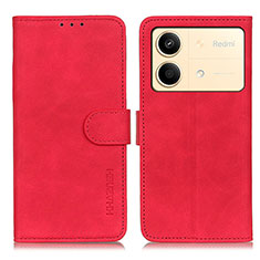 Leather Case Stands Flip Cover Holder K03Z for Xiaomi Redmi Note 13R Pro 5G Red