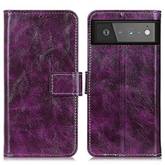 Leather Case Stands Flip Cover Holder K04Z for Google Pixel 6 5G Purple