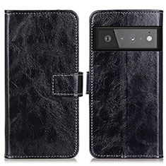 Leather Case Stands Flip Cover Holder K04Z for Google Pixel 6 Pro 5G Black