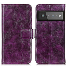 Leather Case Stands Flip Cover Holder K04Z for Google Pixel 6 Pro 5G Purple