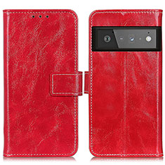 Leather Case Stands Flip Cover Holder K04Z for Google Pixel 6 Pro 5G Red