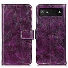 Leather Case Stands Flip Cover Holder K04Z for Google Pixel 6a 5G Purple
