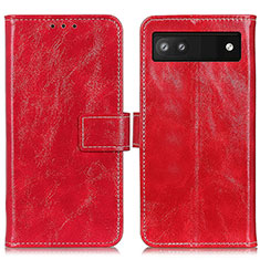 Leather Case Stands Flip Cover Holder K04Z for Google Pixel 6a 5G Red