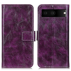 Leather Case Stands Flip Cover Holder K04Z for Google Pixel 7 5G Purple