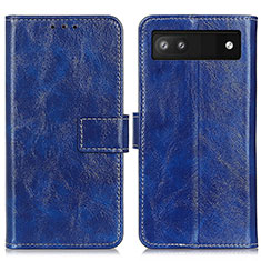Leather Case Stands Flip Cover Holder K04Z for Google Pixel 7a 5G Blue