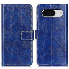 Leather Case Stands Flip Cover Holder K04Z for Google Pixel 8 5G Blue