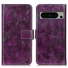 Leather Case Stands Flip Cover Holder K04Z for Google Pixel 8 Pro 5G Purple