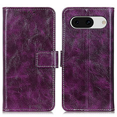 Leather Case Stands Flip Cover Holder K04Z for Google Pixel 8a 5G Purple