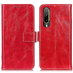 Leather Case Stands Flip Cover Holder K04Z for HTC Desire 22 Pro 5G Red