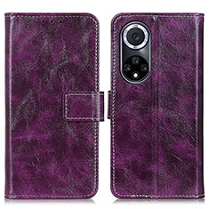 Leather Case Stands Flip Cover Holder K04Z for Huawei Honor 50 5G Purple