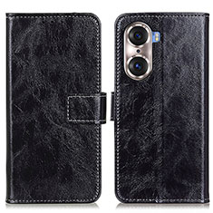 Leather Case Stands Flip Cover Holder K04Z for Huawei Honor 60 5G Black