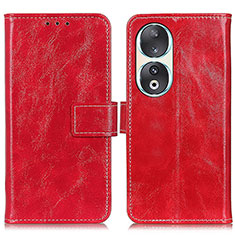 Leather Case Stands Flip Cover Holder K04Z for Huawei Honor 90 5G Red