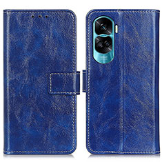 Leather Case Stands Flip Cover Holder K04Z for Huawei Honor 90 Lite 5G Blue