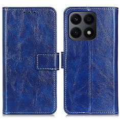 Leather Case Stands Flip Cover Holder K04Z for Huawei Honor X8a 4G Blue