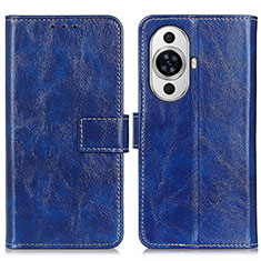 Leather Case Stands Flip Cover Holder K04Z for Huawei Nova 11 Blue