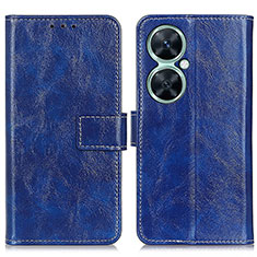 Leather Case Stands Flip Cover Holder K04Z for Huawei Nova 11i Blue