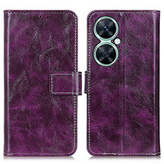 Leather Case Stands Flip Cover Holder K04Z for Huawei Nova 11i Purple