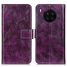 Leather Case Stands Flip Cover Holder K04Z for Huawei Nova 8i Purple