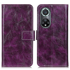 Leather Case Stands Flip Cover Holder K04Z for Huawei Nova 9 Pro Purple