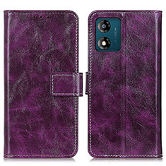 Leather Case Stands Flip Cover Holder K04Z for Motorola Moto E13 Purple