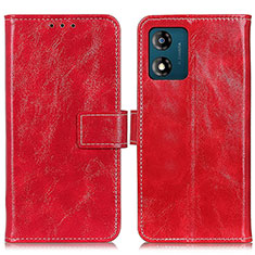 Leather Case Stands Flip Cover Holder K04Z for Motorola Moto E13 Red