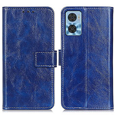 Leather Case Stands Flip Cover Holder K04Z for Motorola Moto E22 Blue