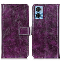 Leather Case Stands Flip Cover Holder K04Z for Motorola Moto E22i Purple